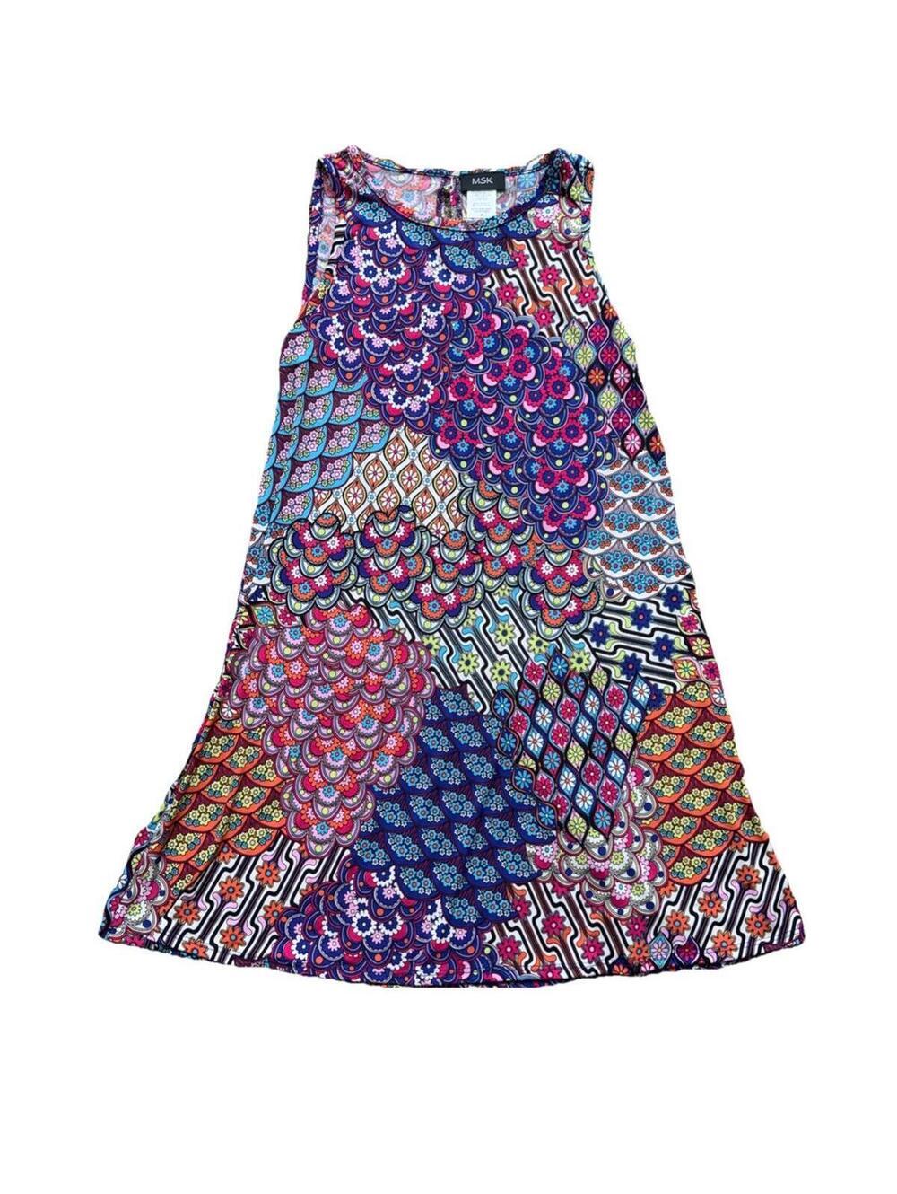 MSK Women's Sleeveless Floral Printed Dress PL  Colorful Size M New